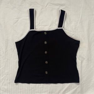 Black and White Trim Tank Blouse